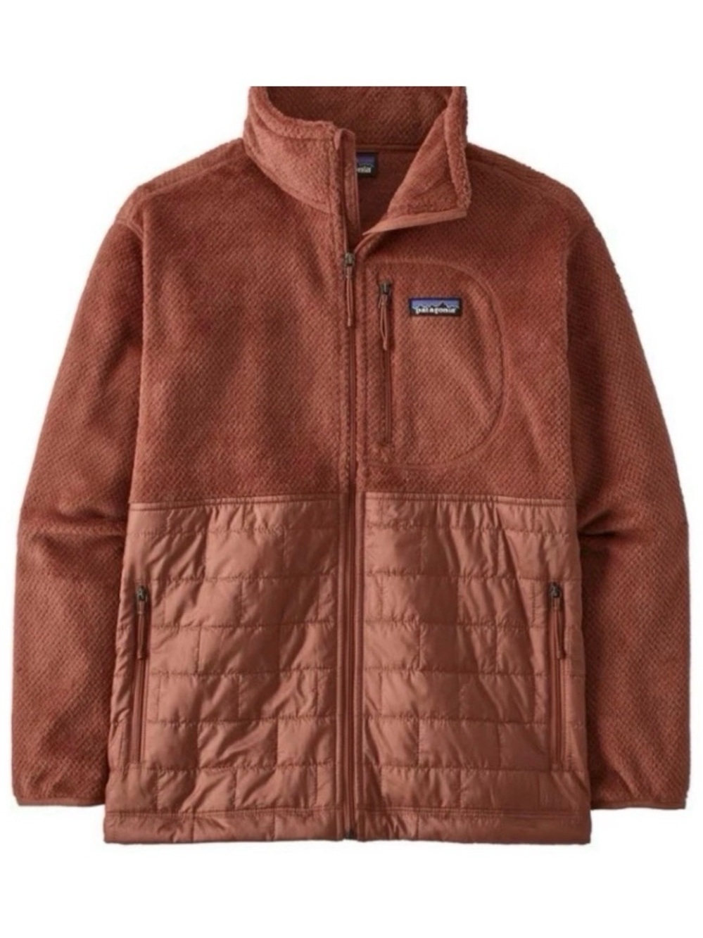 NWOT! Patagonia Re-tool Hybrid Fleece Down Front Zip Jacket Burl Red M